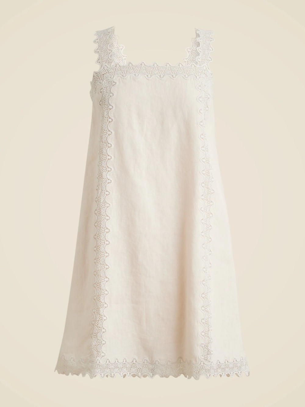 JCREW Lace square neck linen dress